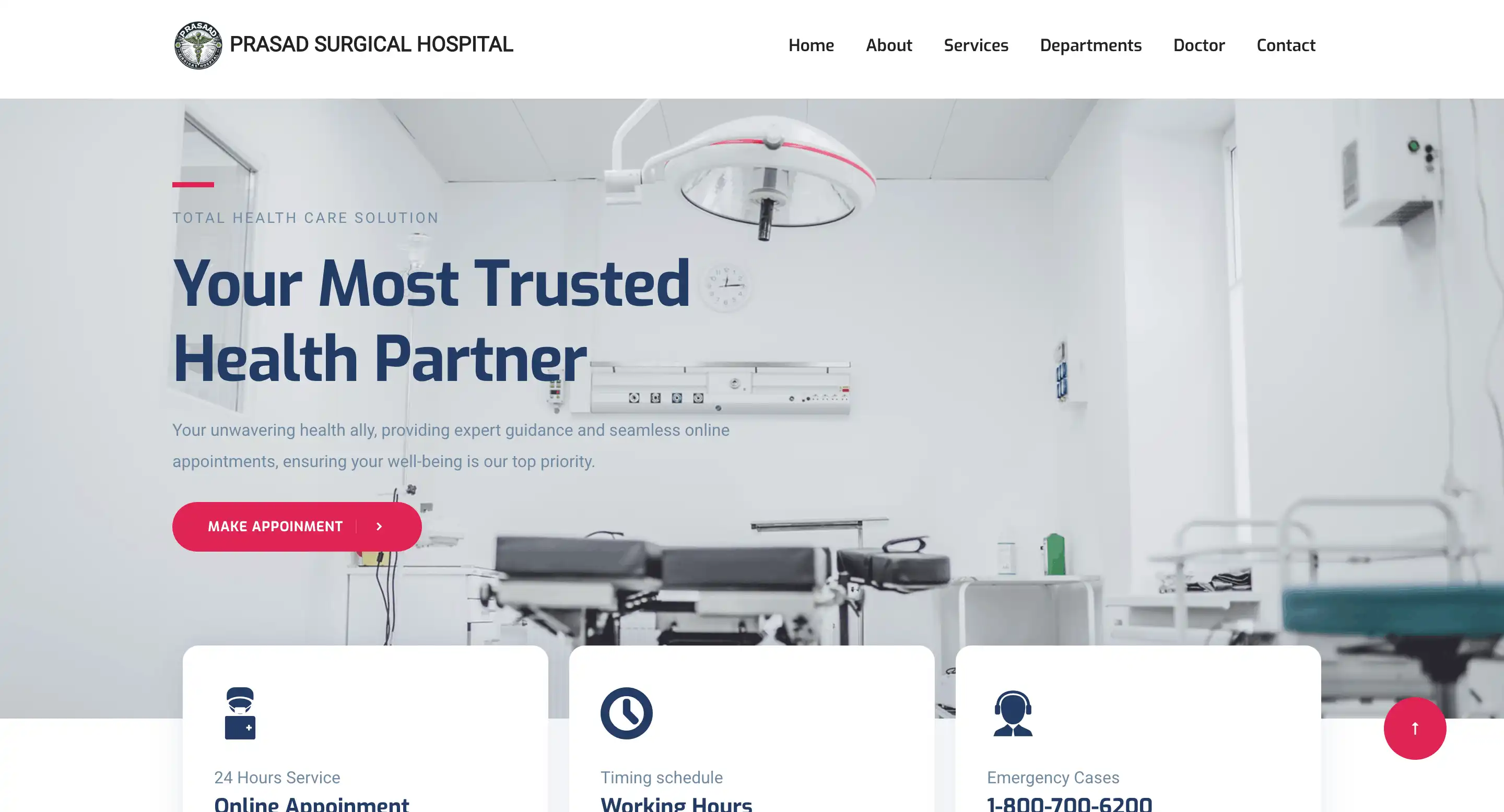 Prasad Surgical Hospital website desktop